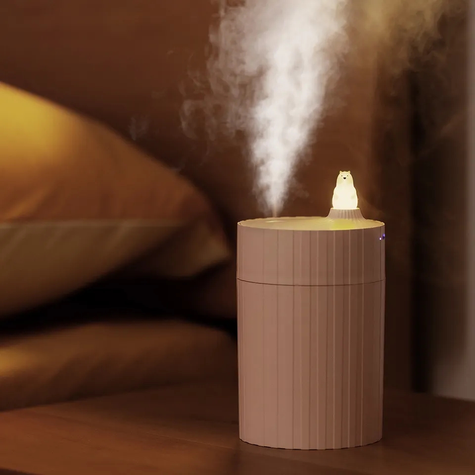 Humidificador de niebla fría con luz nocturna de escritorio para oficina en casa, bonito y creativo