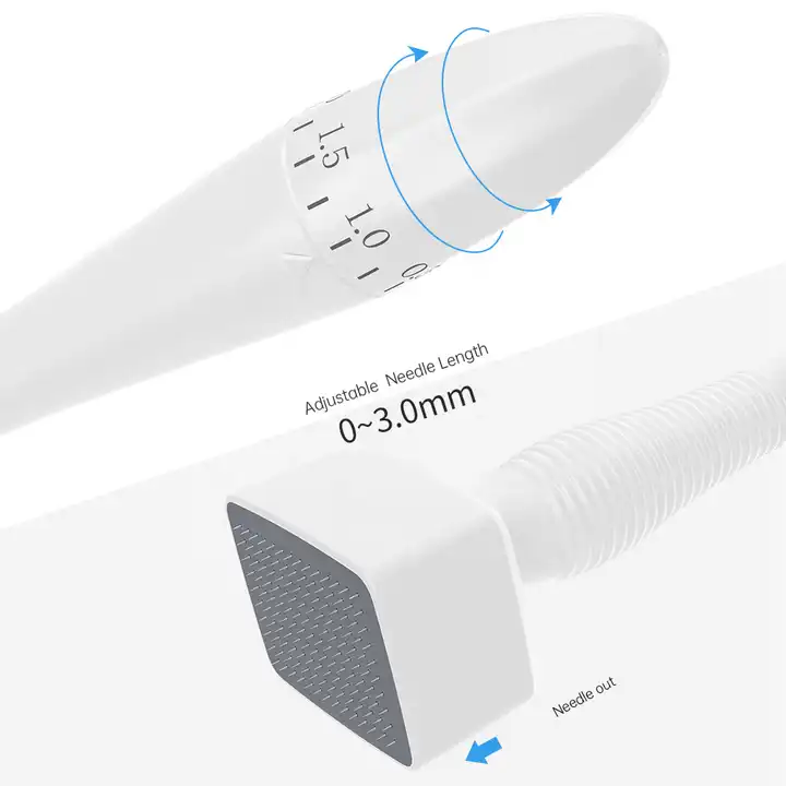 Pluma de sello Derma con microagujas ajustable para el crecimiento de la barba y el vello corporal