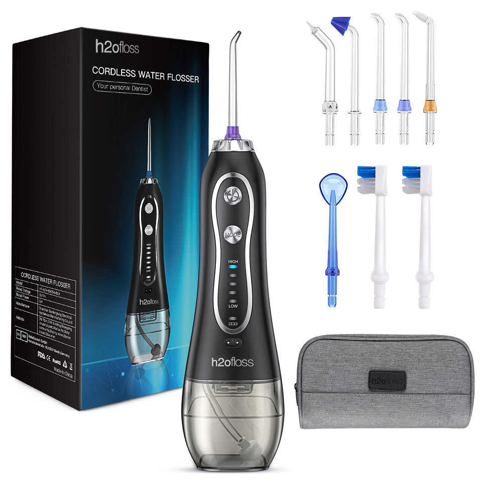 Limpiador de dientes de 5 modos para el hogar, recargable, resistente al agua, 300ml, agua Flosser