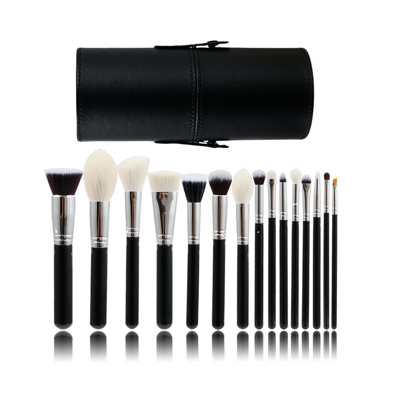 El maquillaje 15PCS equipa el sistema de cepillo del maquillaje del polvo flojo del pelo animal 