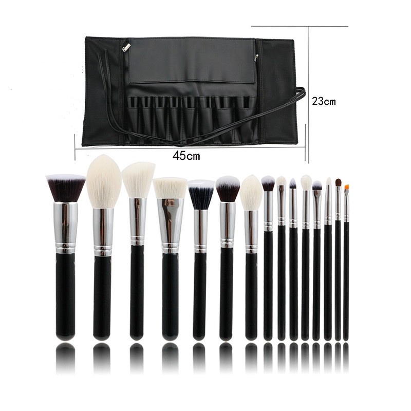 El maquillaje 15PCS equipa el sistema de cepillo del maquillaje del polvo flojo del pelo animal 