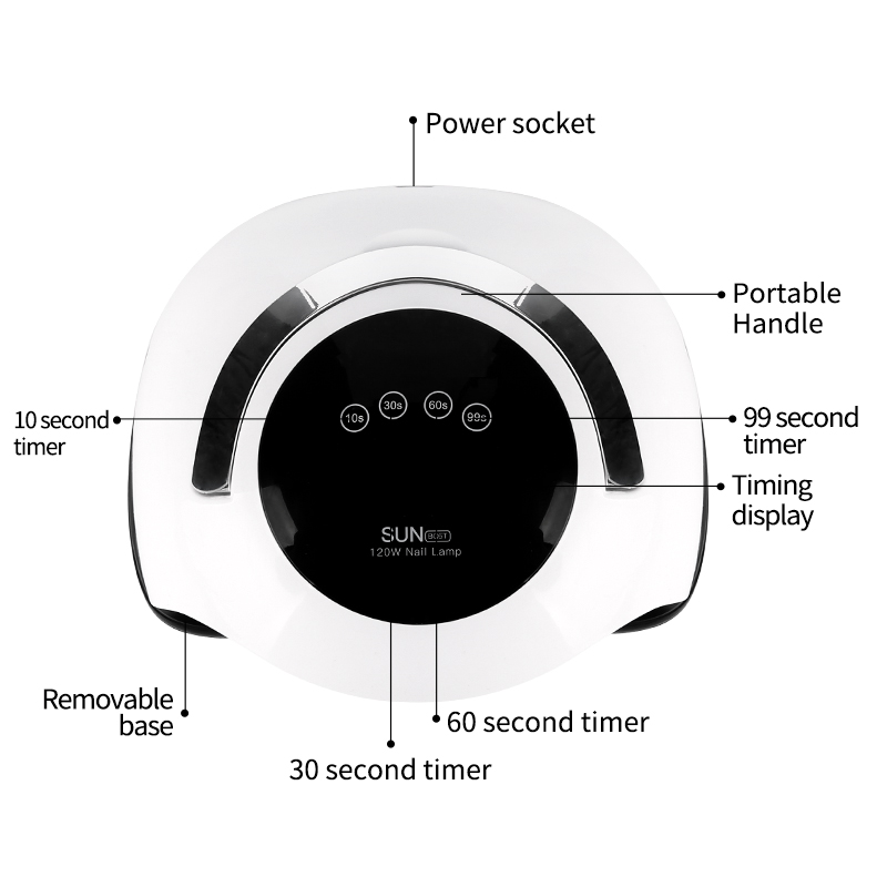 120W UV Led Lámpara de uñas más rápida Secador Gel Polaco Luz