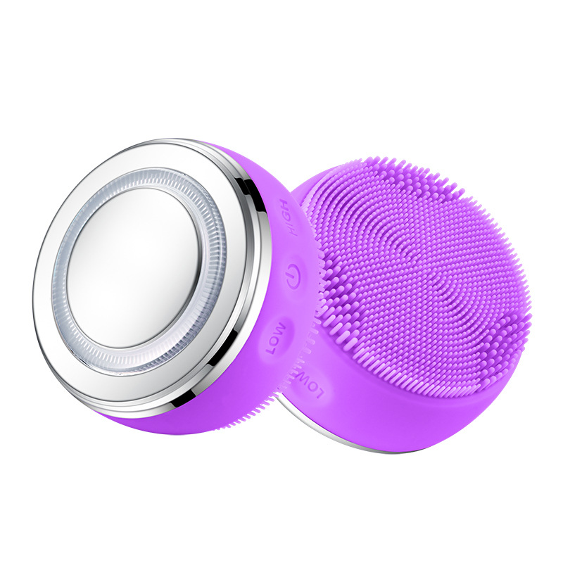 Calefacción de vibración silicona recargable cepillo de limpieza facial eléctrica