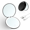 Espejo LED cosmético recargable plegable de mano de viaje con luces