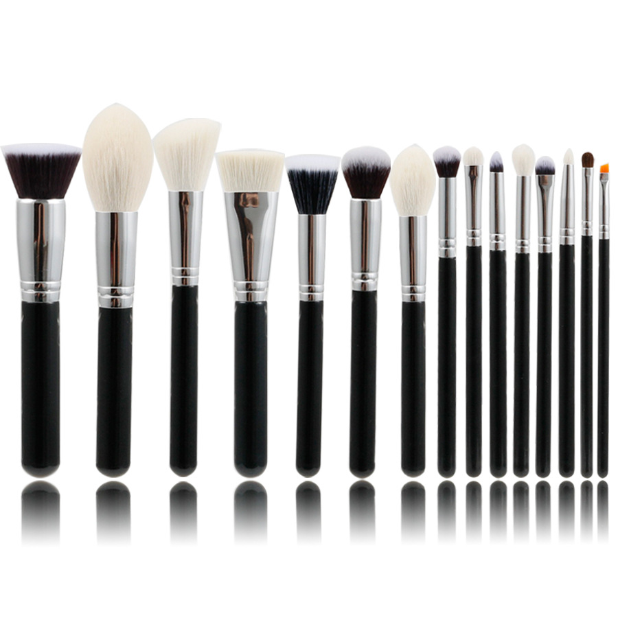 El maquillaje 15PCS equipa el sistema de cepillo del maquillaje del polvo flojo del pelo animal 