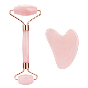 Masajeador facial de cuello Gua Sha Tool Rose Quartz Jade Roller