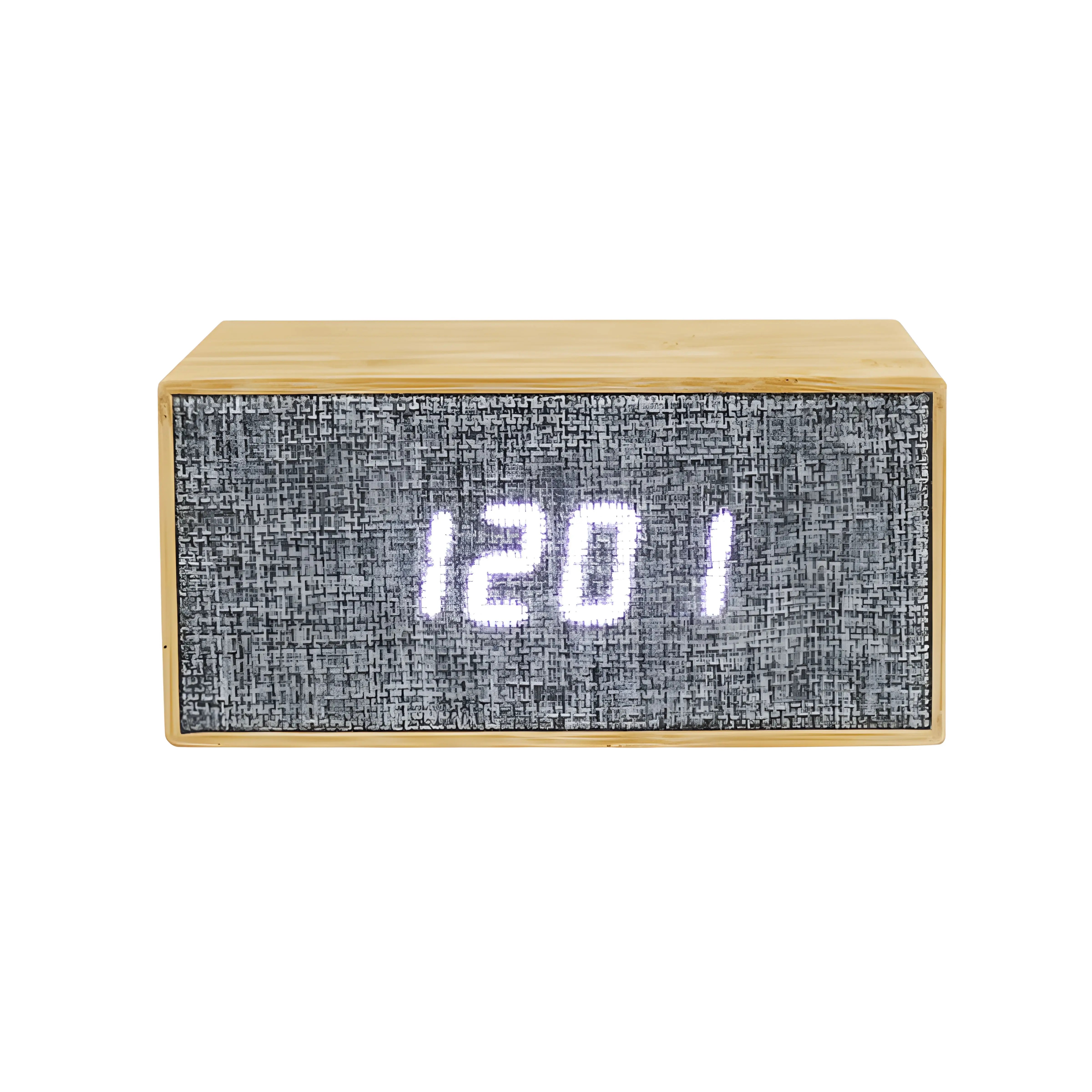 Reloj despertador de madera con temperatura digital LED y cargador inalámbrico