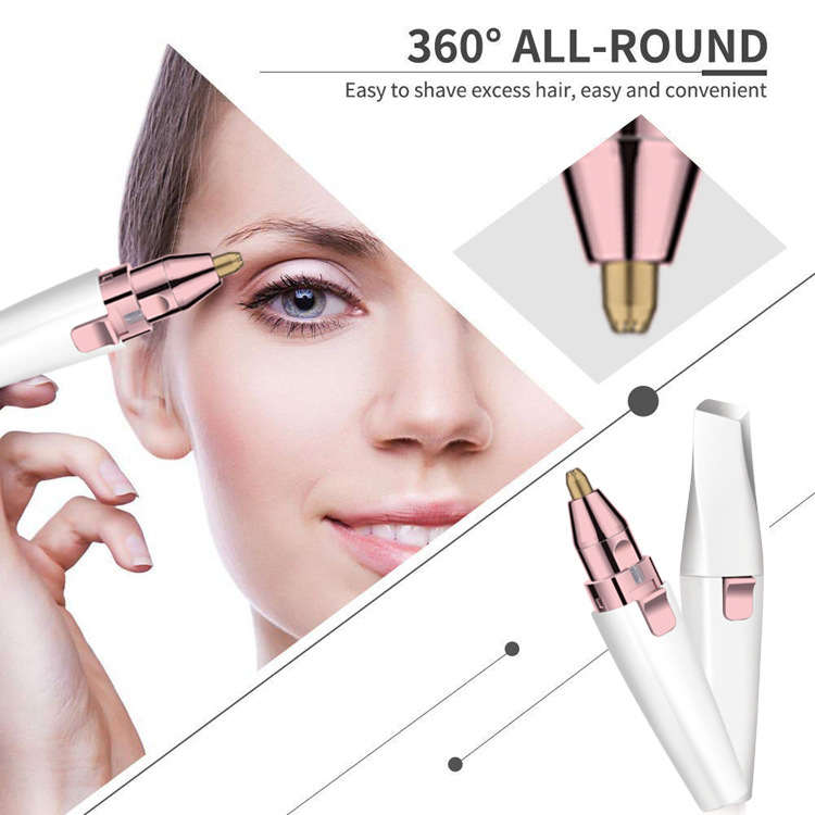 Removedor de vello facial recargable 2 en 1 con lápiz labial y cejas
