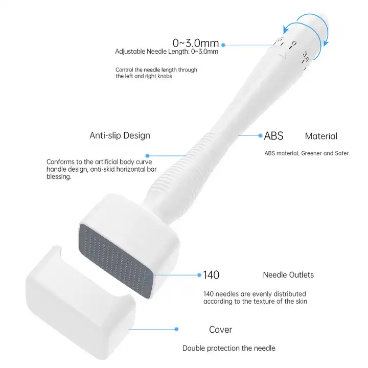 Pluma de sello Derma con microagujas ajustable para el crecimiento de la barba y el vello corporal