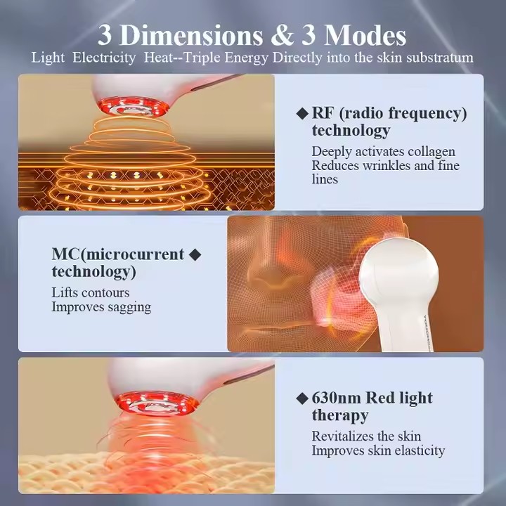 Dispositivo de belleza facial con terapia de luz roja LED de microcorriente RF 