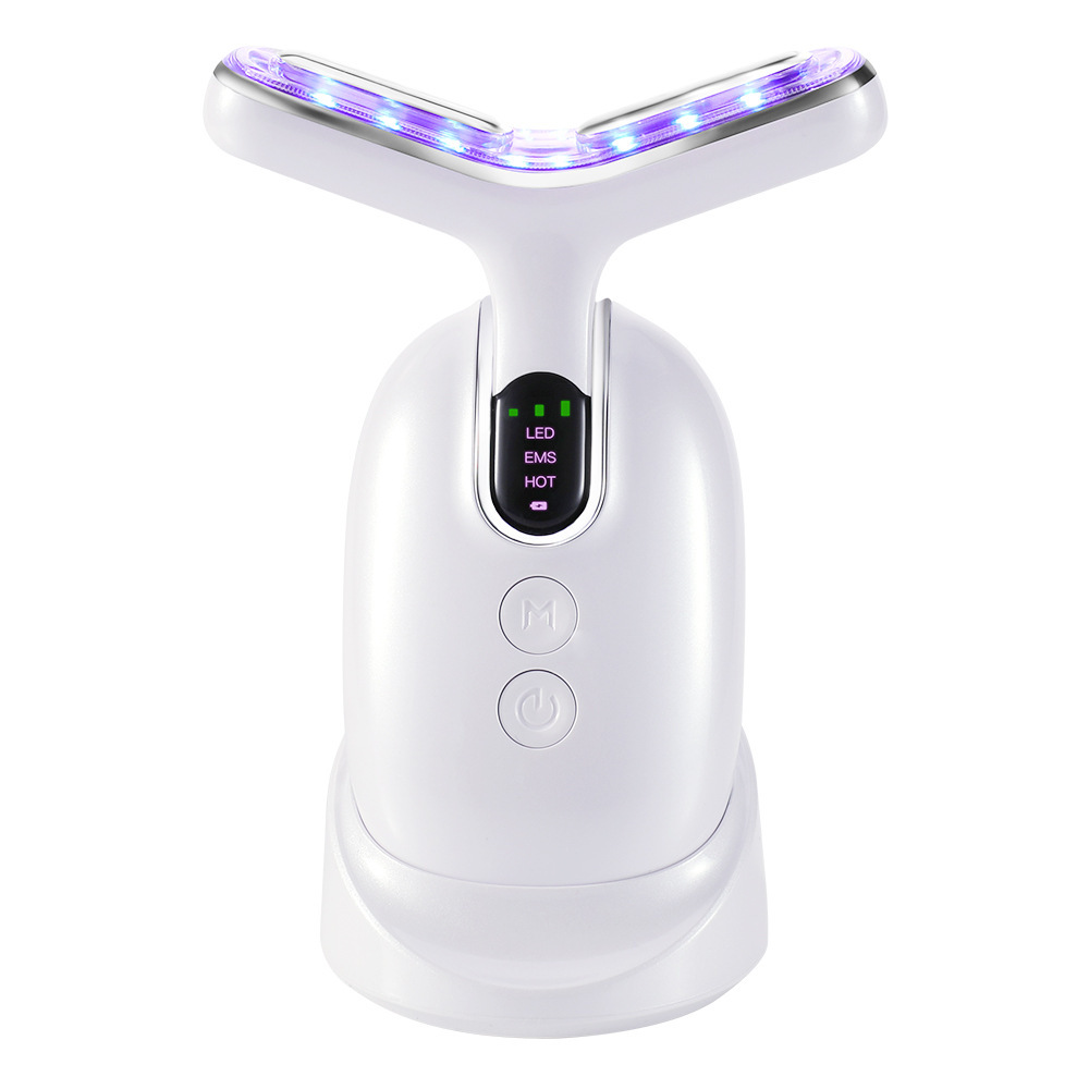 Masajeador facial con luz de color, instrumento para cuello con microcorriente EMS