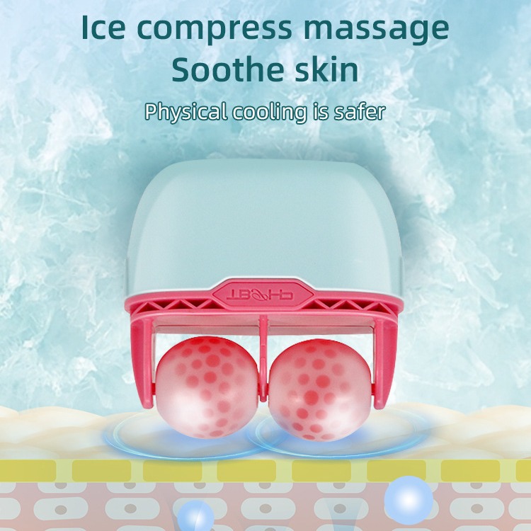 Mini rodillo de hielo de doble cabezal 2 en 1 para masaje facial