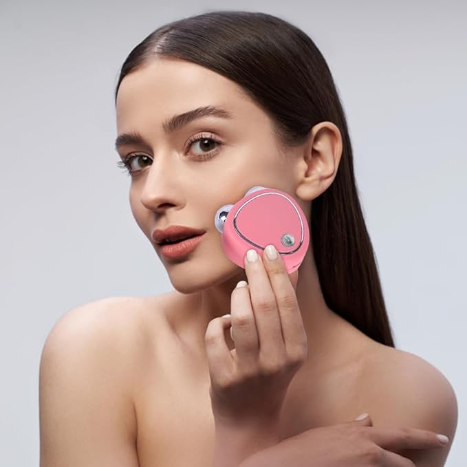 Introductor de rodillo masajeador facial EMS de doble cabezal recargable portátil