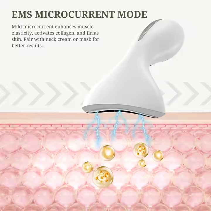  Máquina de estiramiento facial con terapia LED, instrumento de masaje de cuello y belleza 