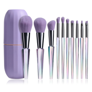 sistema de cepillo cosmético de los cepillos cristalinos del maquillaje 10pcs con el cubo del Pvc