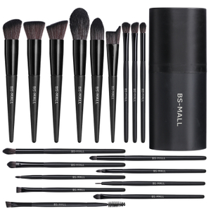 sistema de cepillo del maquillaje del champán 18pcs con el cubo negro del almacenamiento conveniente para el rostro