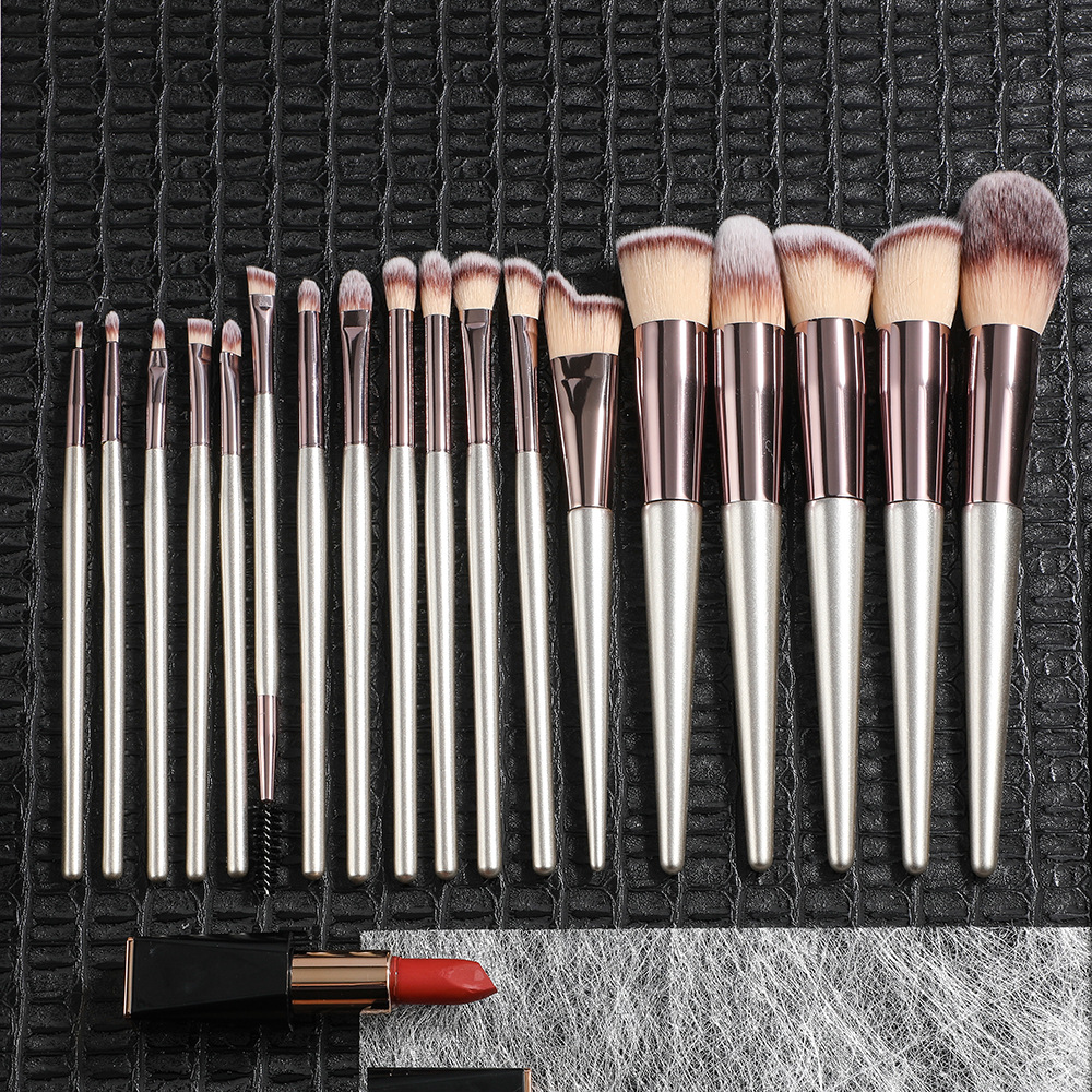 sistema de cepillo del maquillaje del champán 18pcs con el cubo negro del almacenamiento conveniente para el rostro