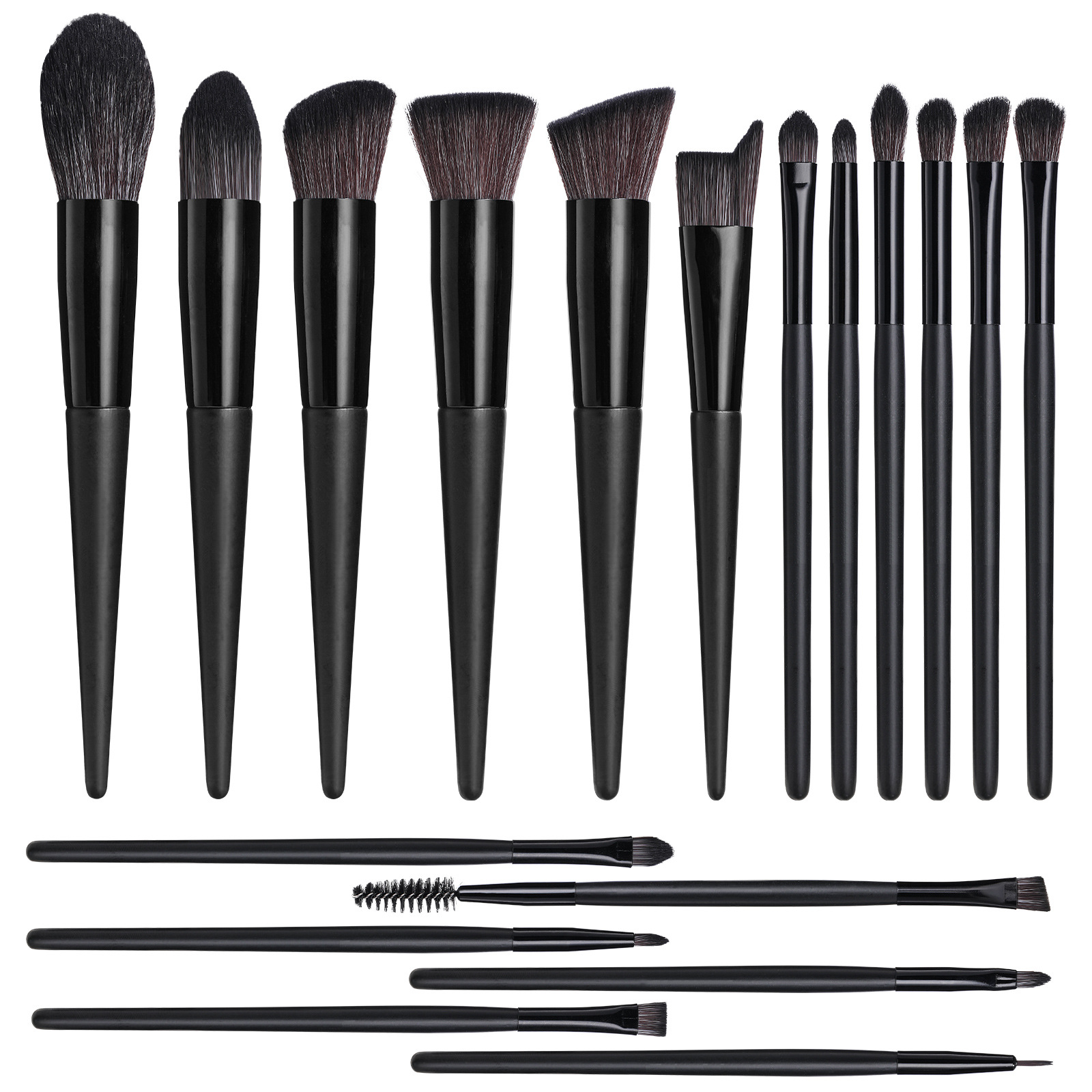 sistema de cepillo del maquillaje del champán 18pcs con el cubo negro del almacenamiento conveniente para el rostro