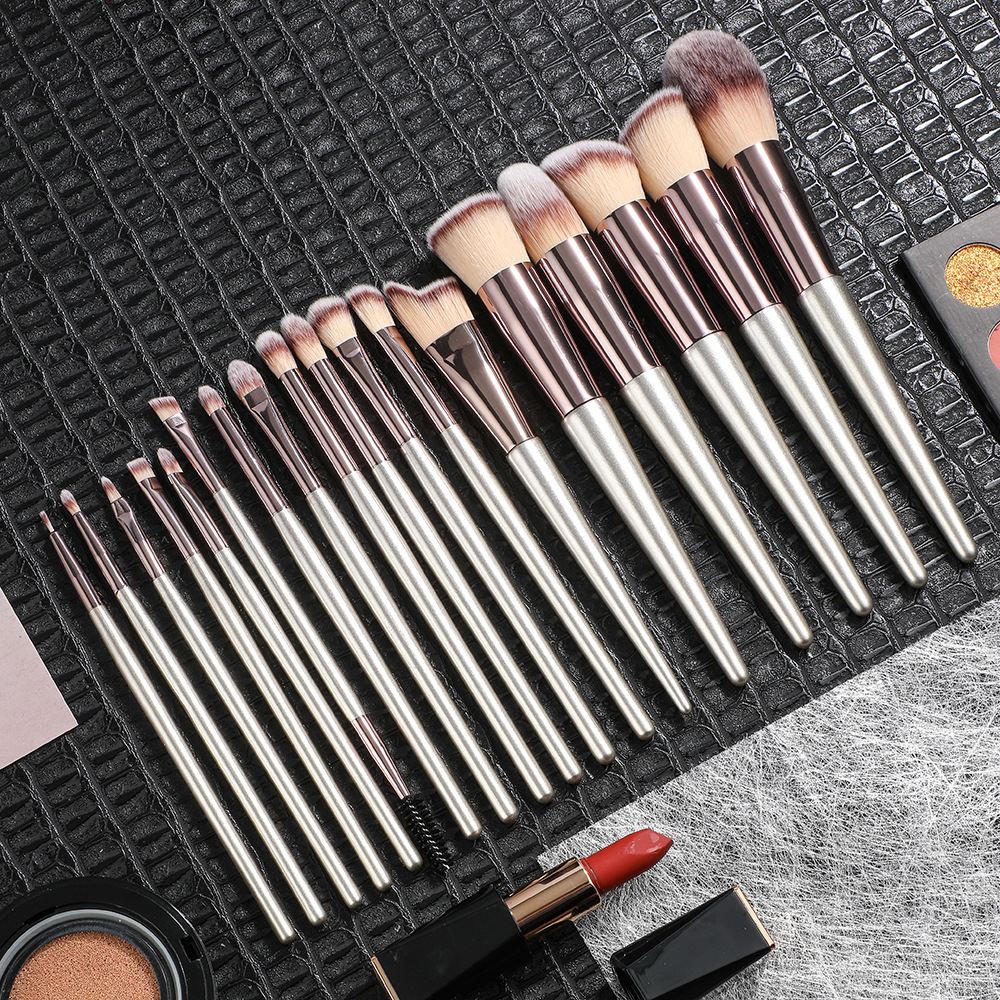 sistema de cepillo del maquillaje del champán 18pcs con el cubo negro del almacenamiento conveniente para el rostro