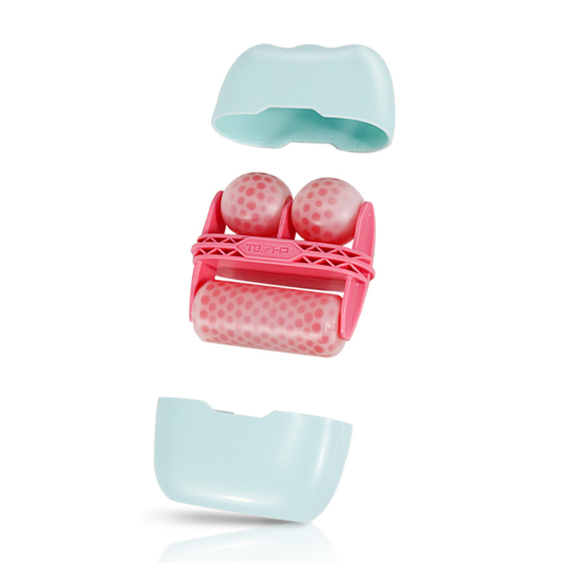 Mini rodillo de hielo de doble cabezal 2 en 1 para masaje facial